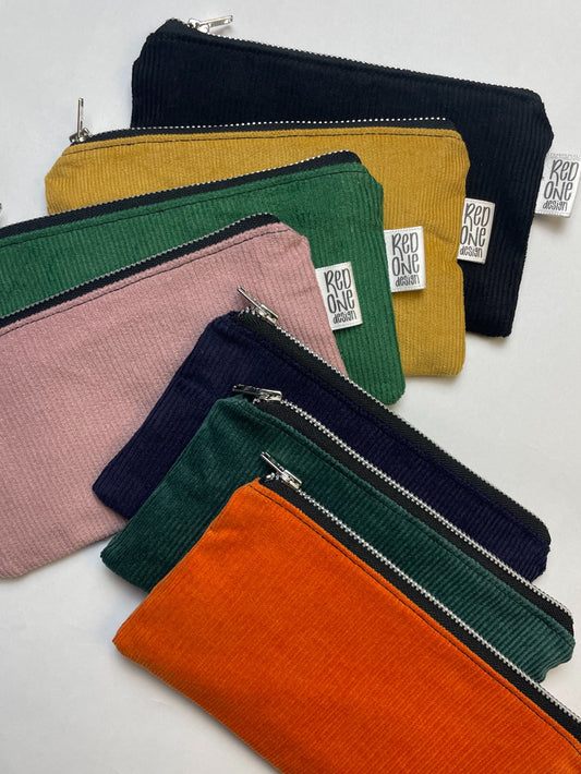 Handmade Corduroy Zip Pouch | Cord Pencil Case | Small Coin Purse Make-up Pouch
