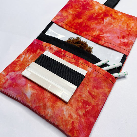 Handmade Ice Dyed Tobacco Pouch | Red Tobacco Storage Cover