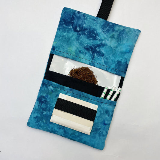 Handmade Ocean Blue Ice Dye Tobacco Pouch
