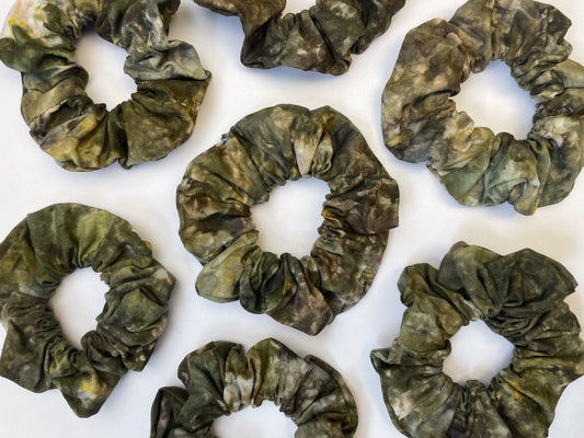 Dark Brown Ice Dye Handmade Cotton Scrunchie