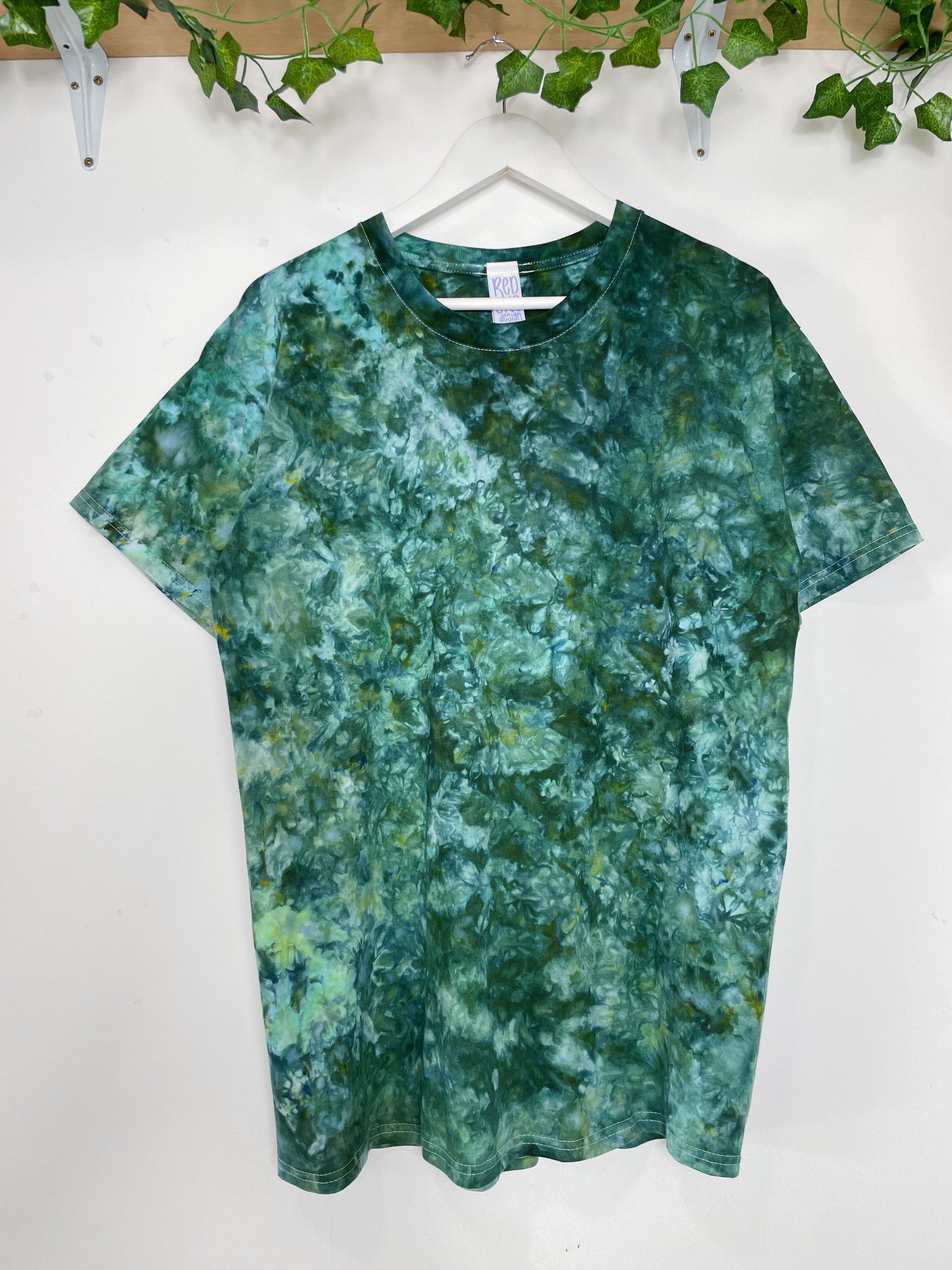 L | Ice Dye Dark Green Hand Dyed Ice Tie Dye T-Shirt