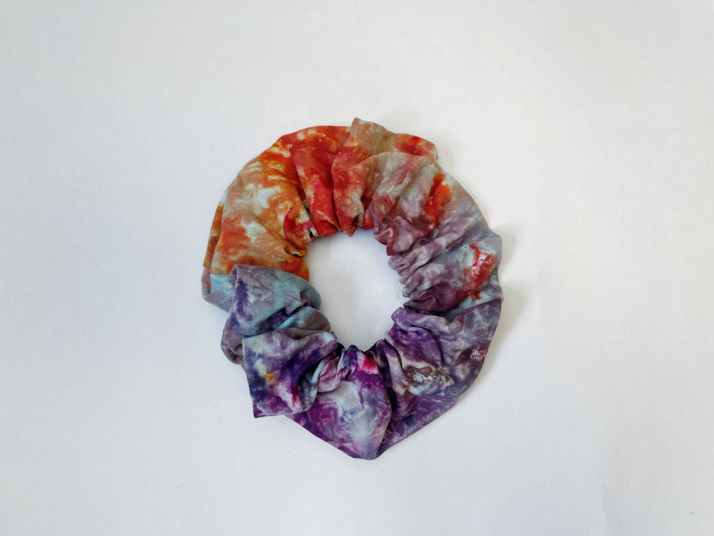 Multicolour Rainbow Ice Dye Handmade Cotton Scrunchies