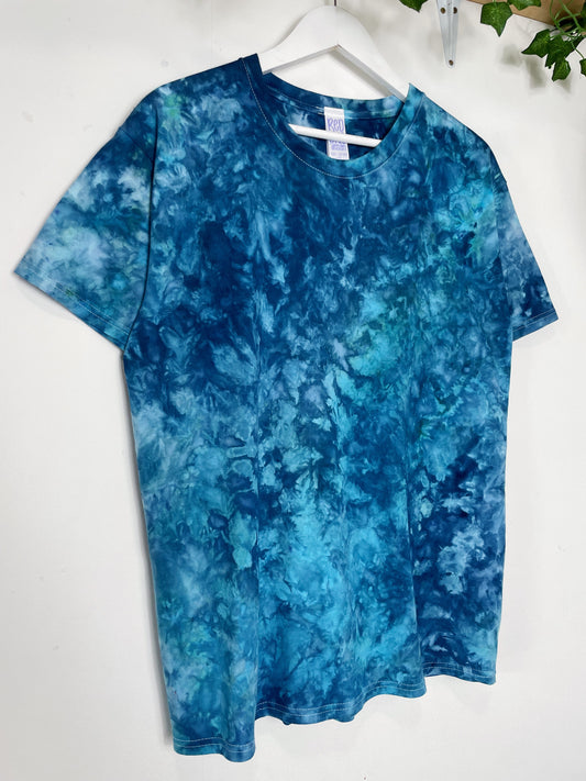 L | Ice Dye Ocean Blue Hand Dyed Ice Tie Dye T-Shirt