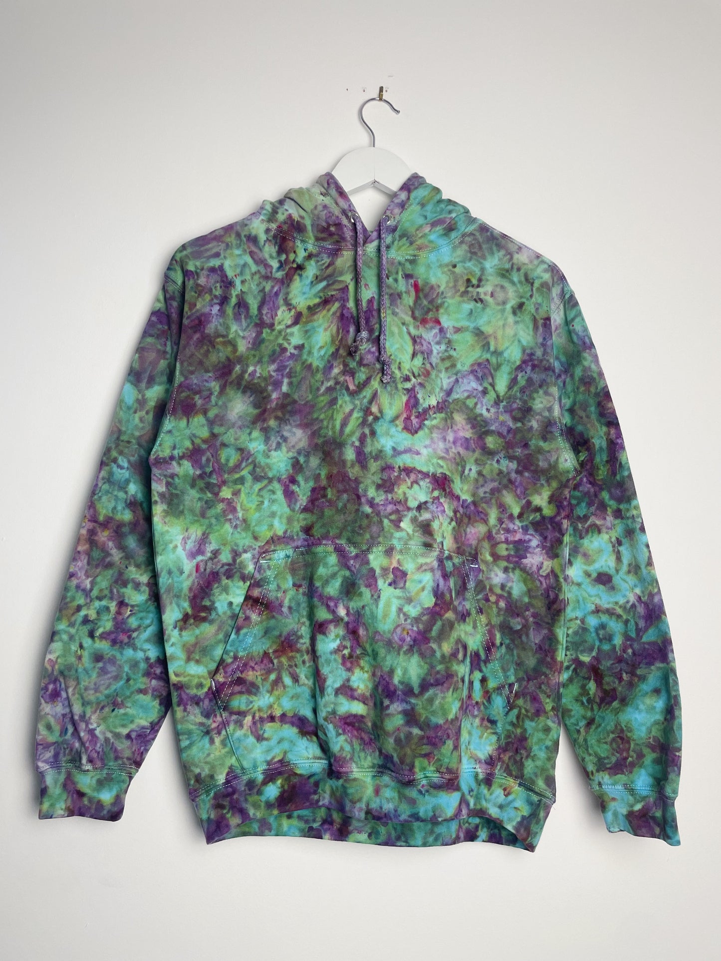 S | Ice Dye Purple Hand Dyed Pullover Hoodie
