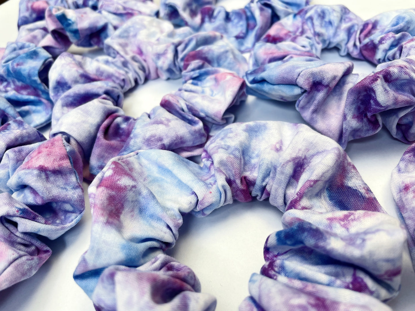 Lilac Ice Dye Handmade Cotton Scrunchies