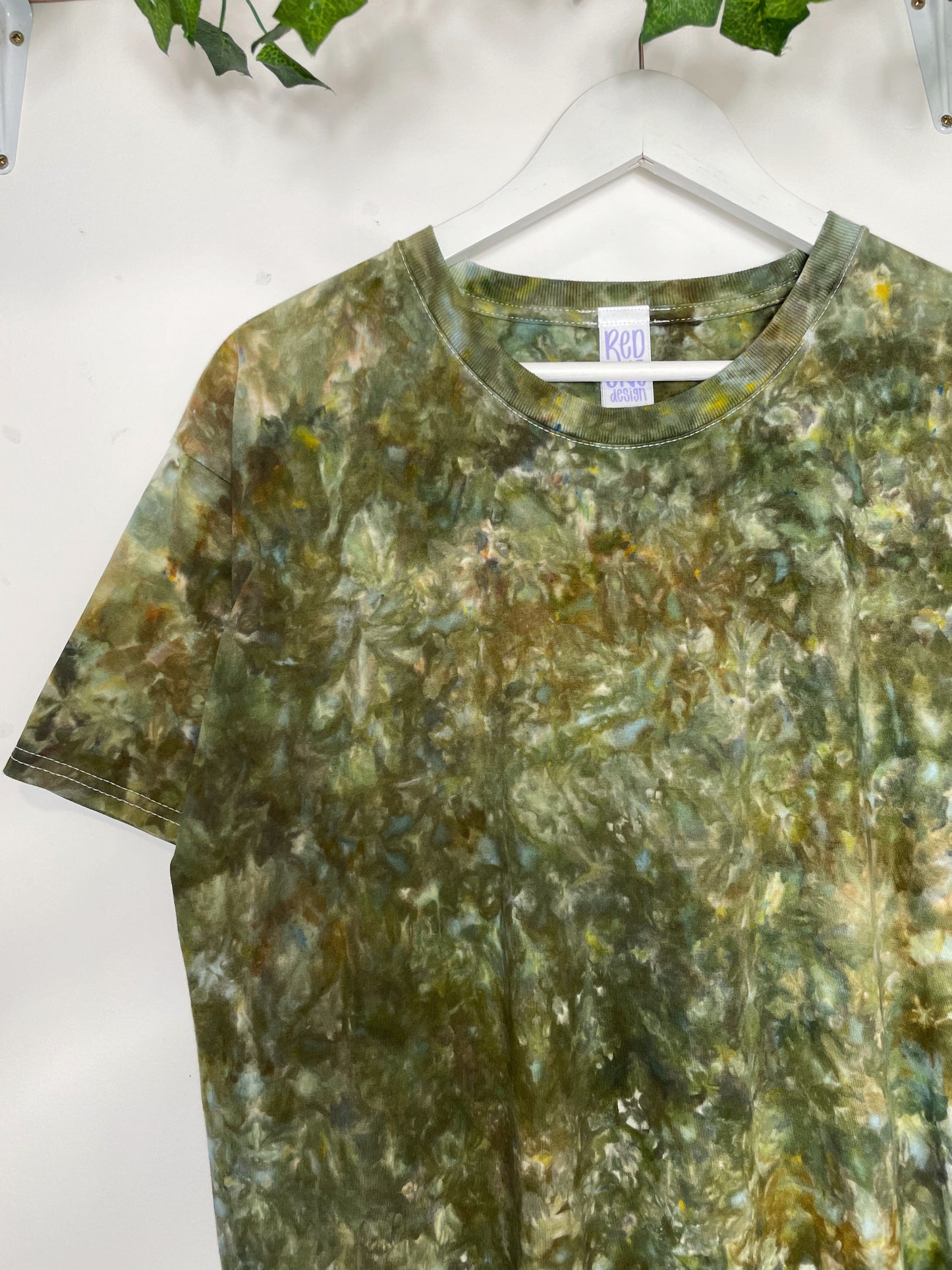 L | Ice Dye Olive Brown Hand Dyed Ice Tie Dye T-Shirt