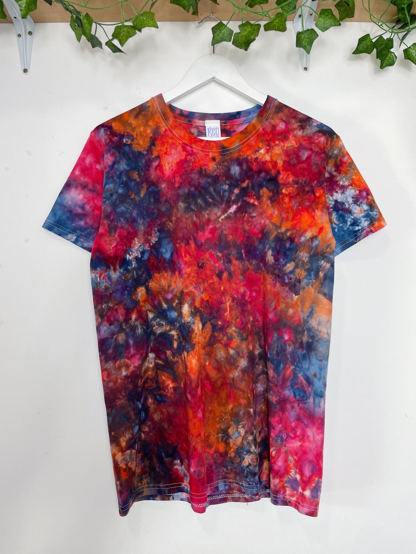 S | Ice Dye Red Galaxy Hand Dyed Ice Tie Dye T-Shirt