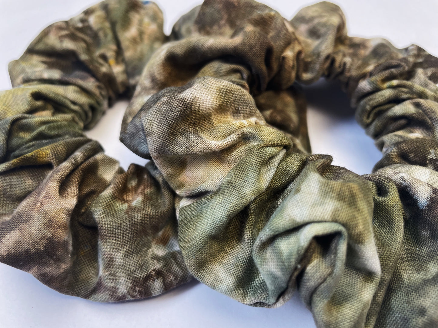 Dark Brown Ice Dye Handmade Cotton Scrunchie