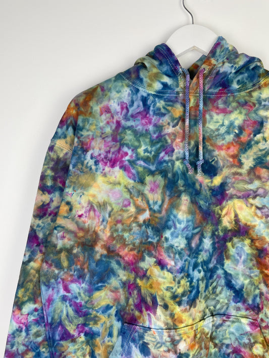 L | Ice Dye Blue Sunrise Hand Dyed Pullover Hoodie