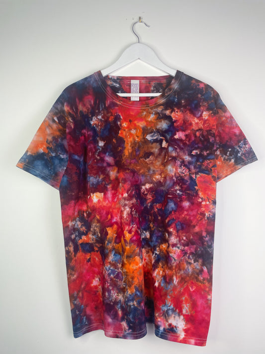 L | Ice Dye Red Galaxy Hand Dyed Ice Tie Dye T-Shirt