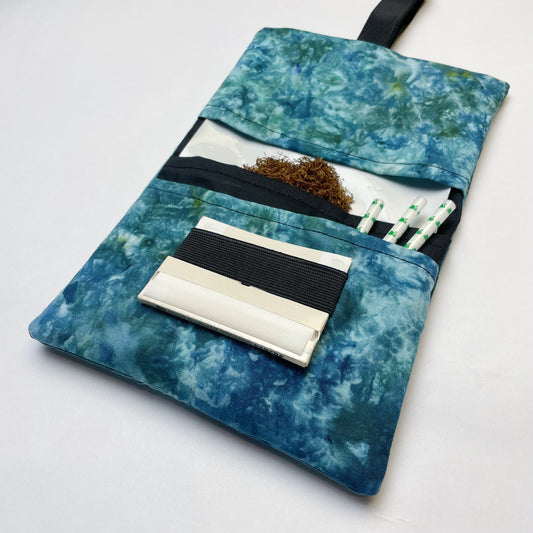 Handmade Ocean Blue Ice Dye Tobacco Pouch
