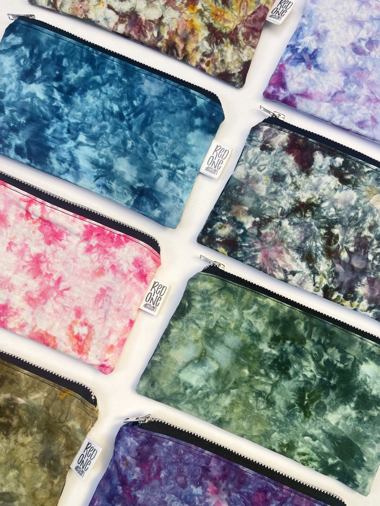Handmade Ice Dye Zip Pouch | Colourful Pencil Case | Small Coin Purse Make-up Pouch
