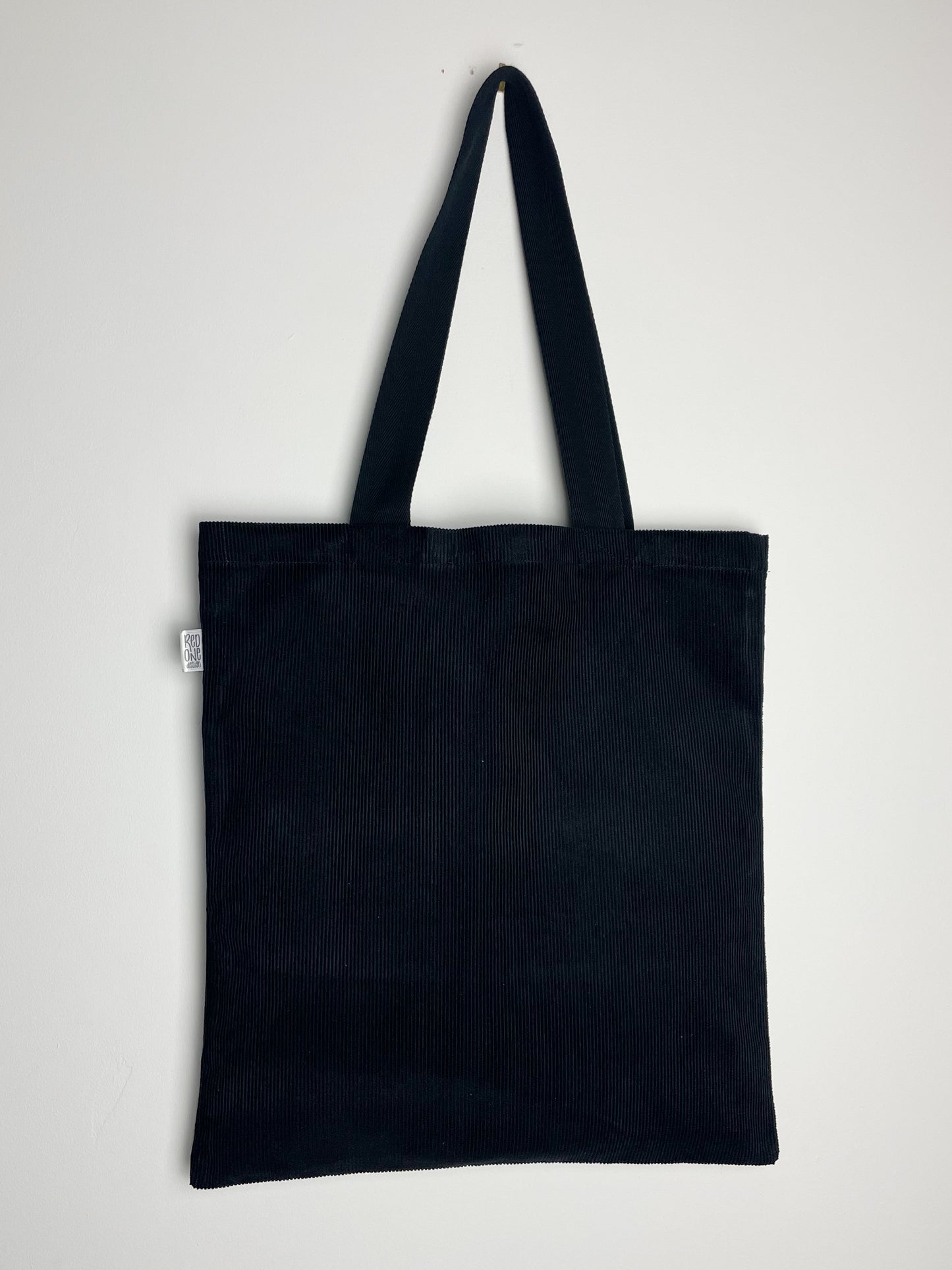 Black Corduroy Handmade Tote Bag