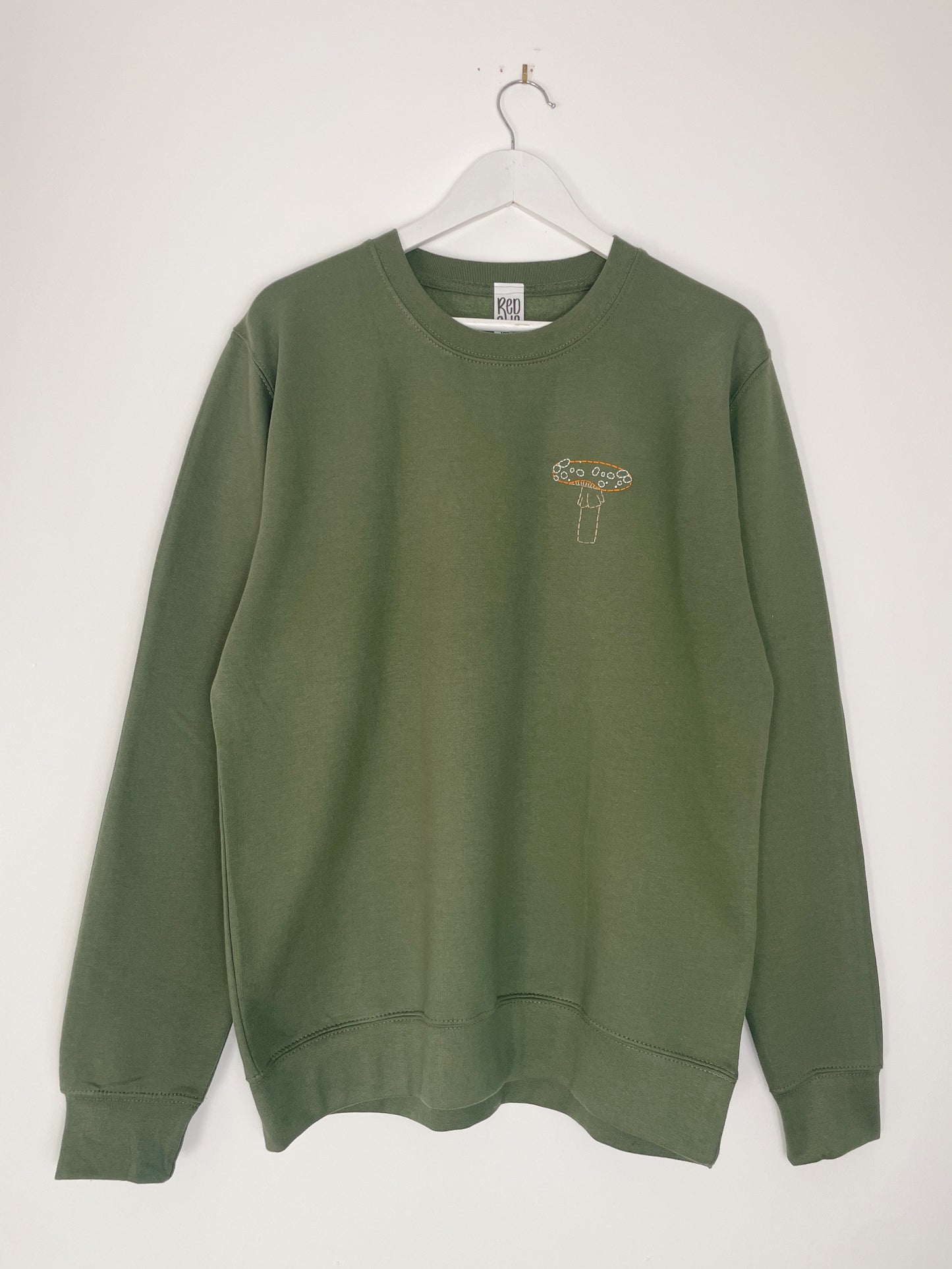 Mushroom | Green Hand Embroidered Sweatshirt