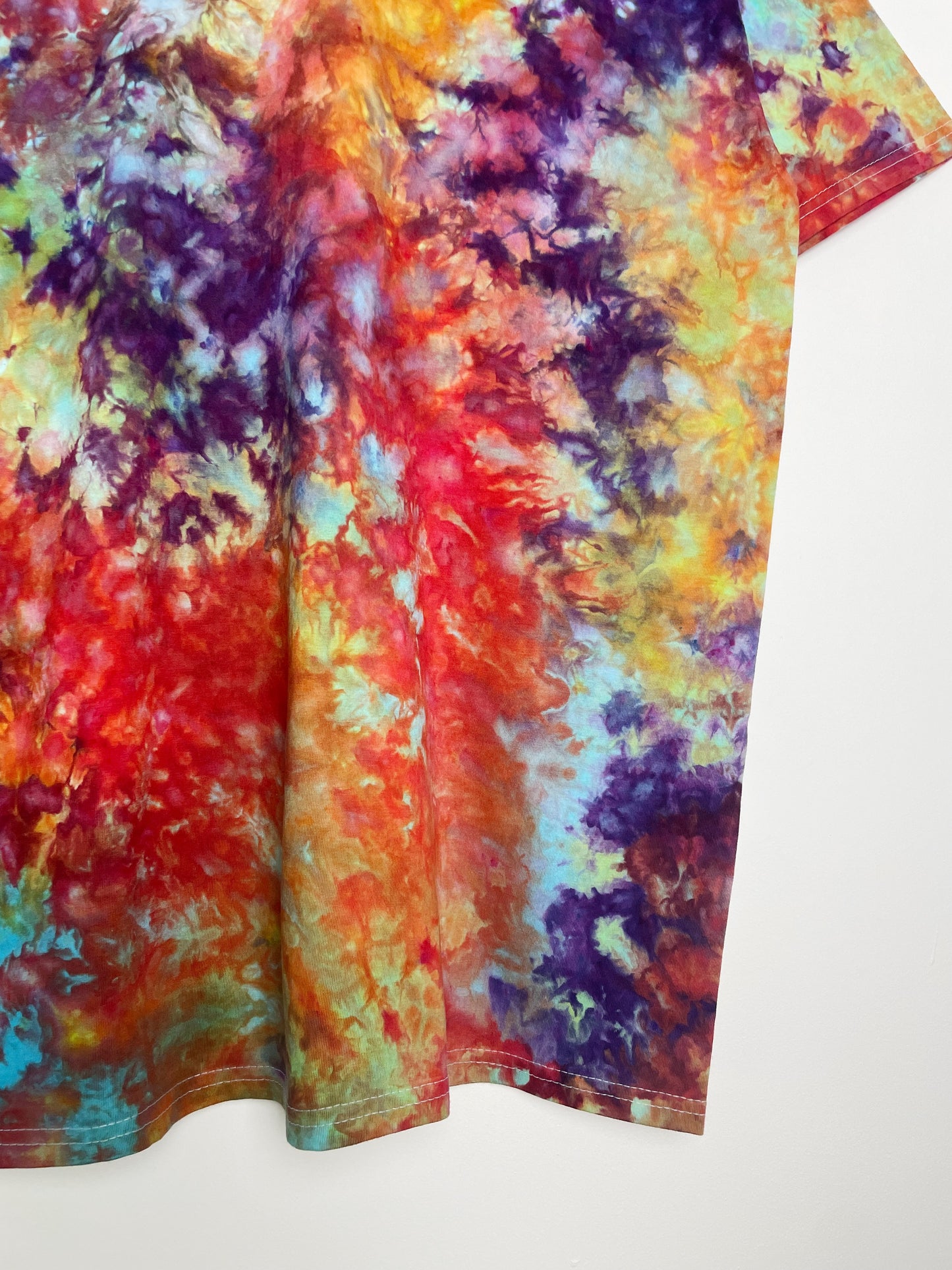 XL | Ice Dye Rainbow Multicolour Hand Dyed Ice Tie Dye T-Shirt