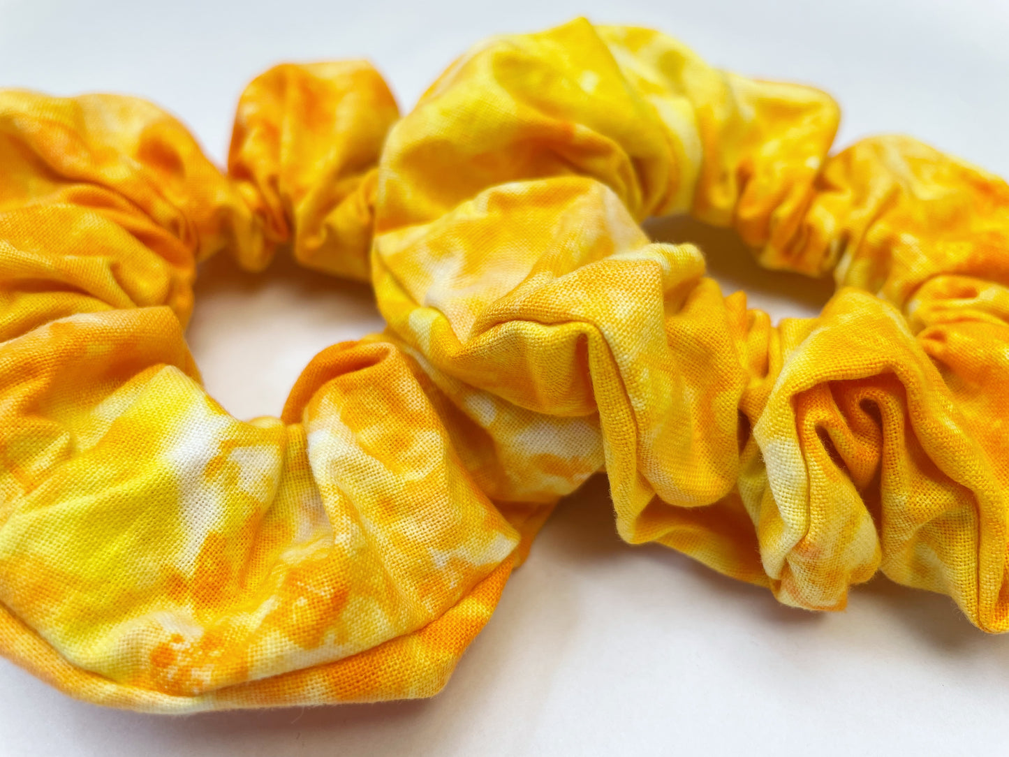 Yellow Ice Dye Handmade Cotton Scrunchie