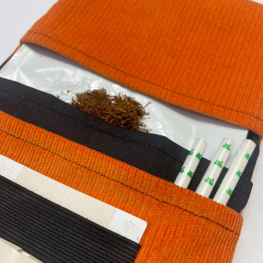 Handmade Orange Corduroy Tobacco Pouch