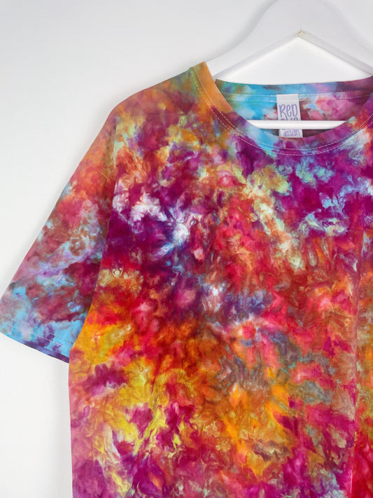 L | Ice Dye Rainbow Multicolour Hand Dyed Ice Tie Dye T-Shirt