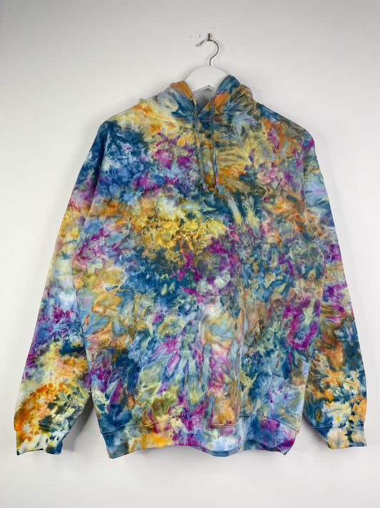 M | Ice Dye Blue Sunrise Multicolour Hand Dyed Pullover Hoodie