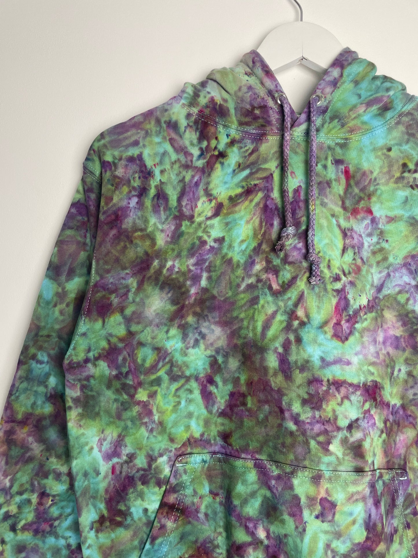 S | Ice Dye Purple Hand Dyed Pullover Hoodie