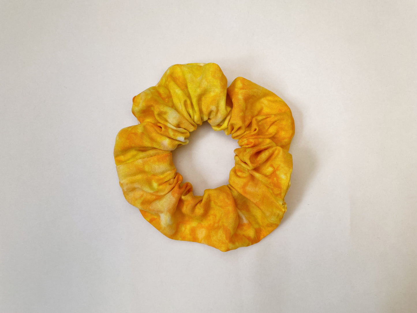 Yellow Ice Dye Handmade Cotton Scrunchie
