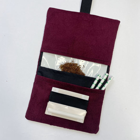 Handmade Tobacco Pouch | Burgundy Corduroy Tobacco Storage Cover