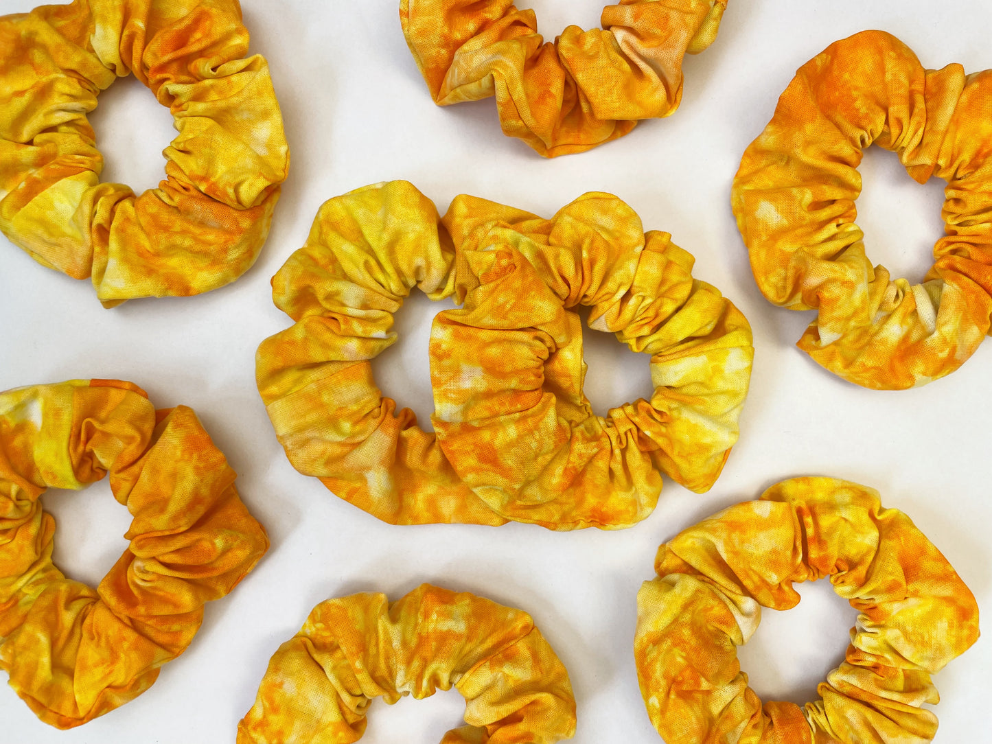Yellow Ice Dye Handmade Cotton Scrunchie