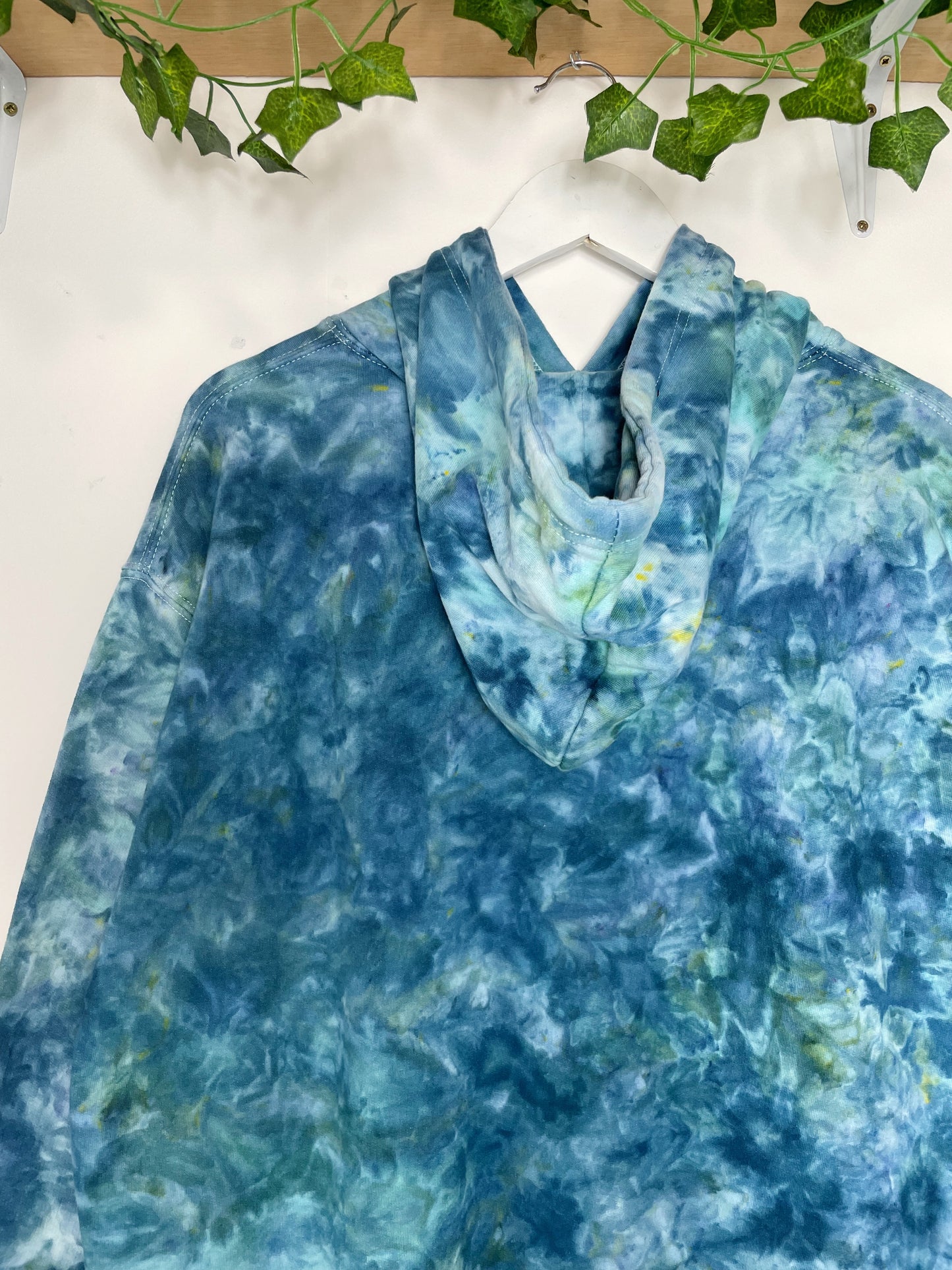 L | Ice Dye Ocean Blue Hand Dyed Pullover Hoodie