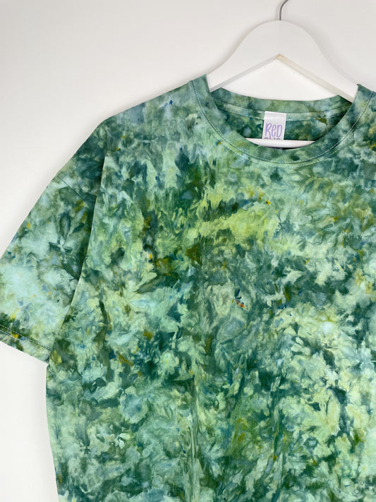 XL | Ice Dye Dark Green Hand Dyed Ice Tie Dye T-Shirt