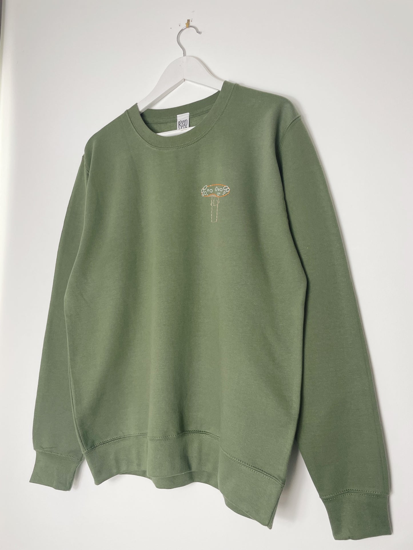 Mushroom | Green Hand Embroidered Sweatshirt