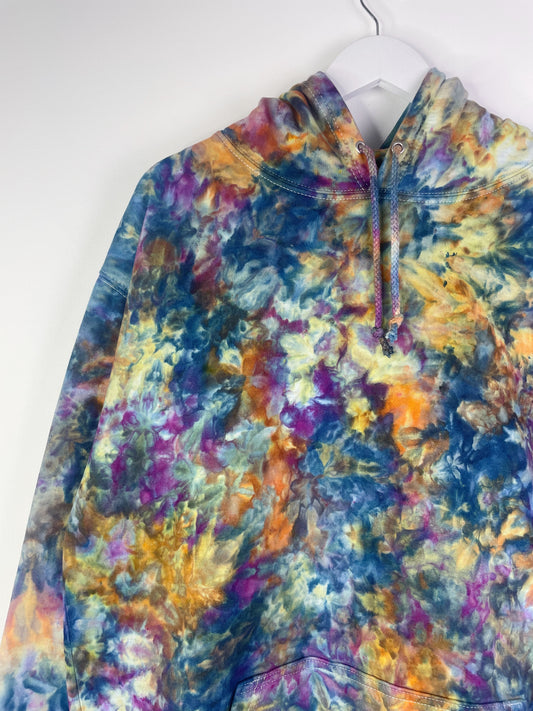 XL | Ice Dye Blue Sunrise Hand Dyed Pullover Hoodie