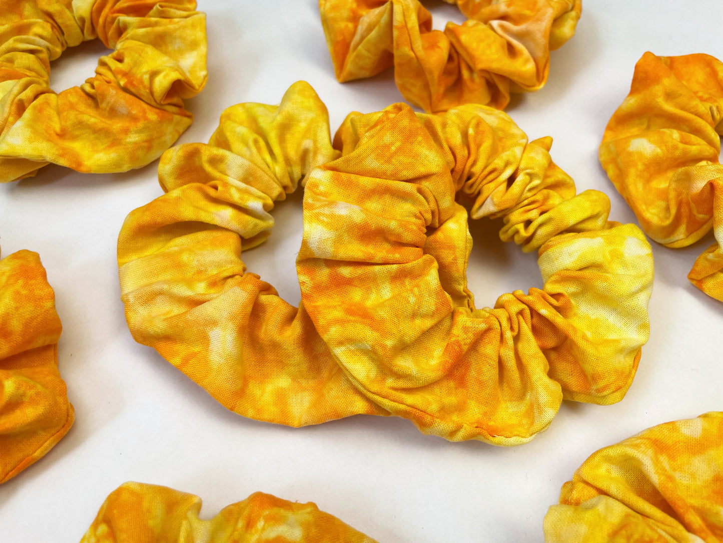 Yellow Ice Dye Handmade Cotton Scrunchie
