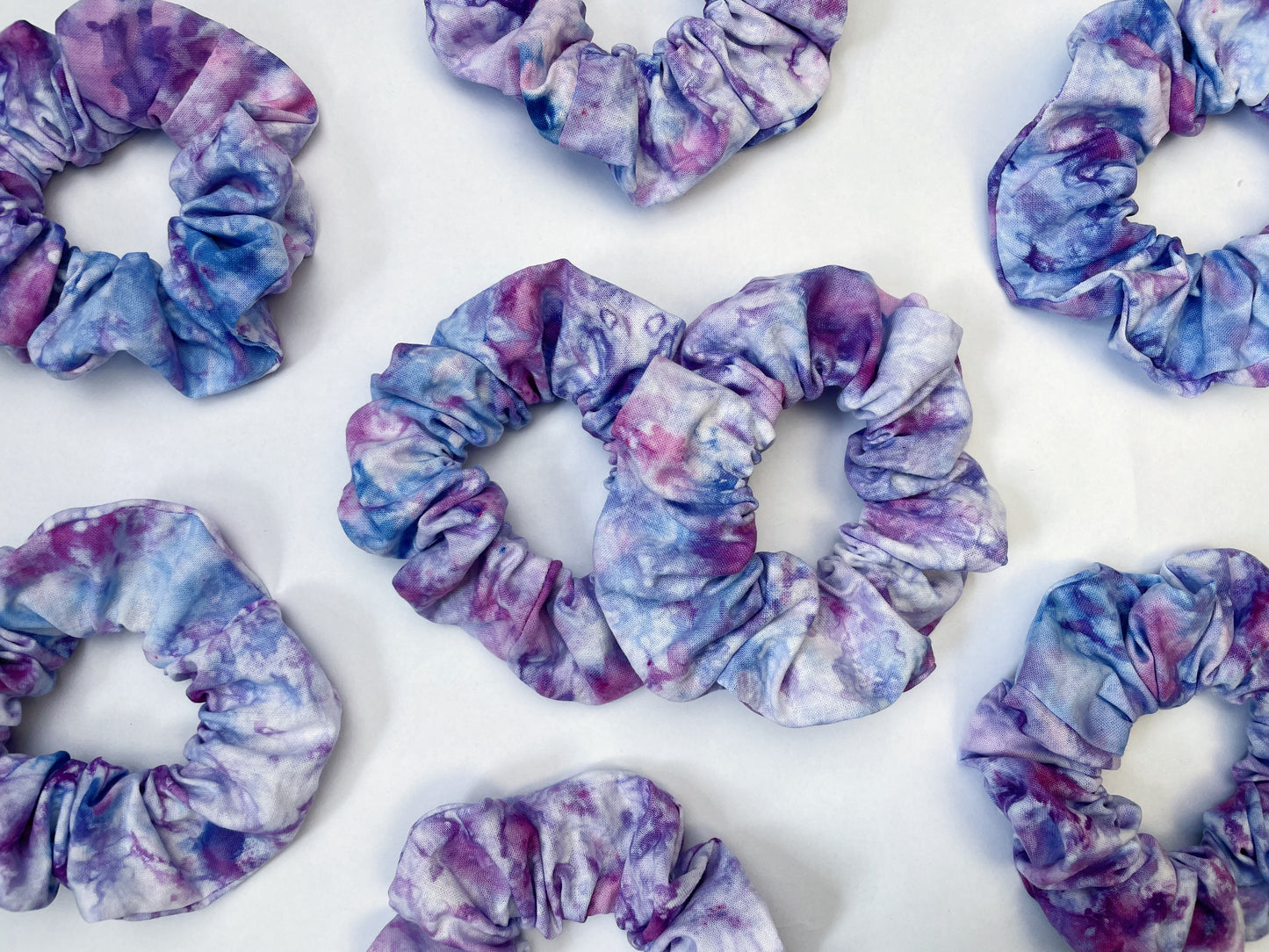 Lilac Ice Dye Handmade Cotton Scrunchies