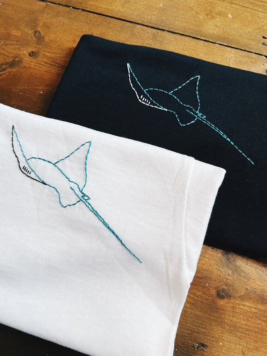 Stingray - Hand Embroidered Unisex T-Shirt