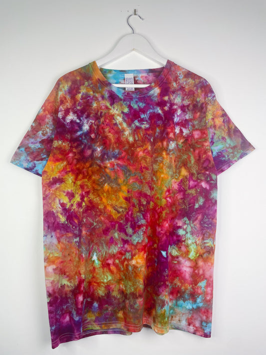 L | Ice Dye Rainbow Multicolour Hand Dyed Ice Tie Dye T-Shirt