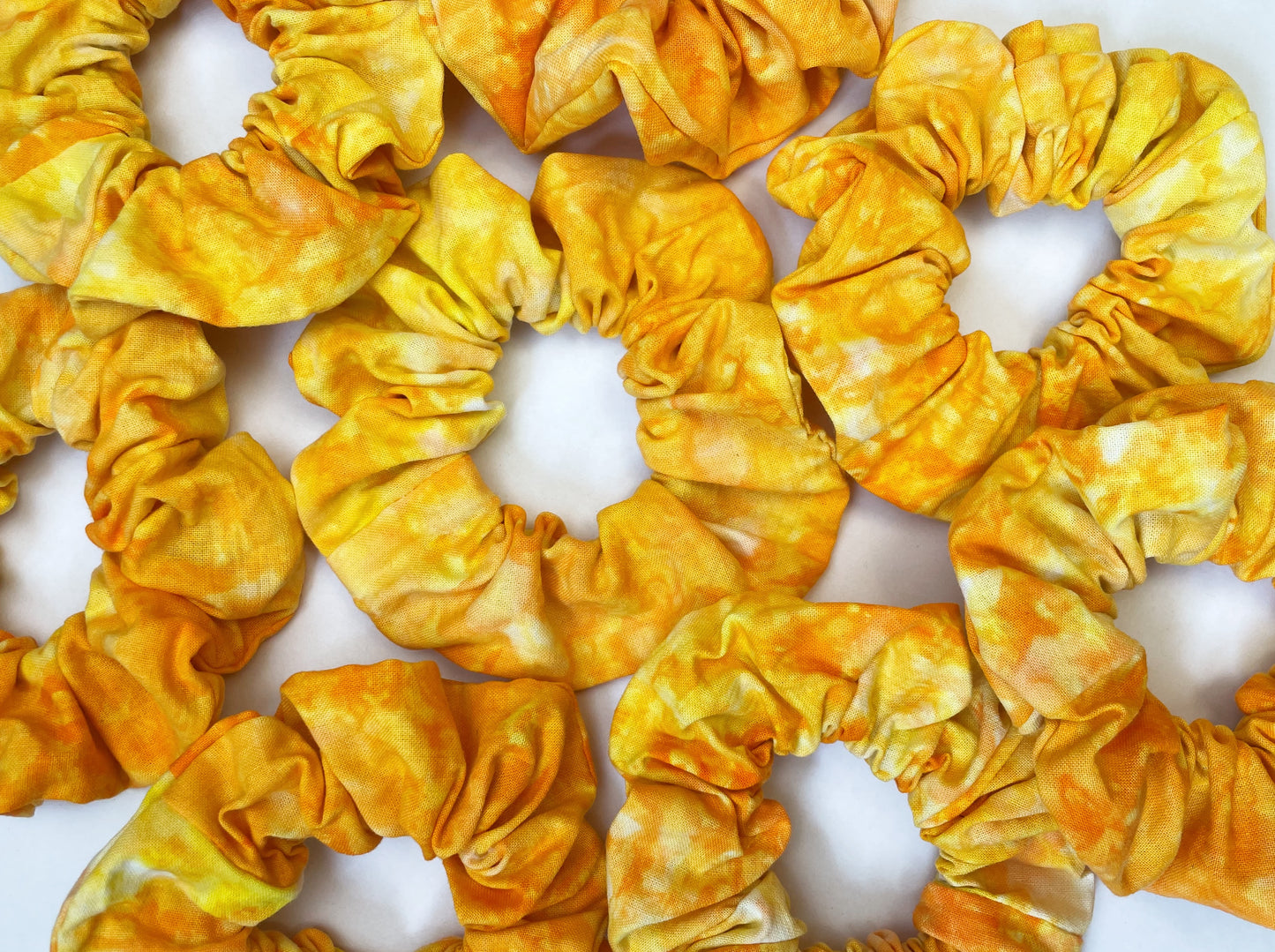 Yellow Ice Dye Handmade Cotton Scrunchie