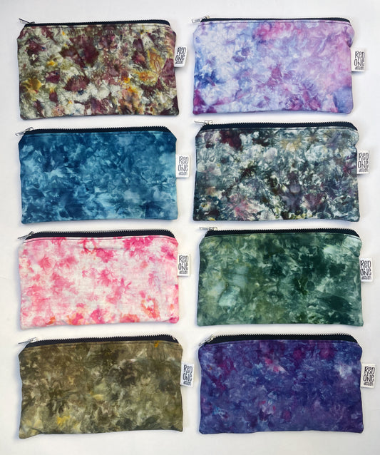 Handmade Ice Dye Zip Pouch | Colourful Pencil Case | Small Coin Purse Make-up Pouch