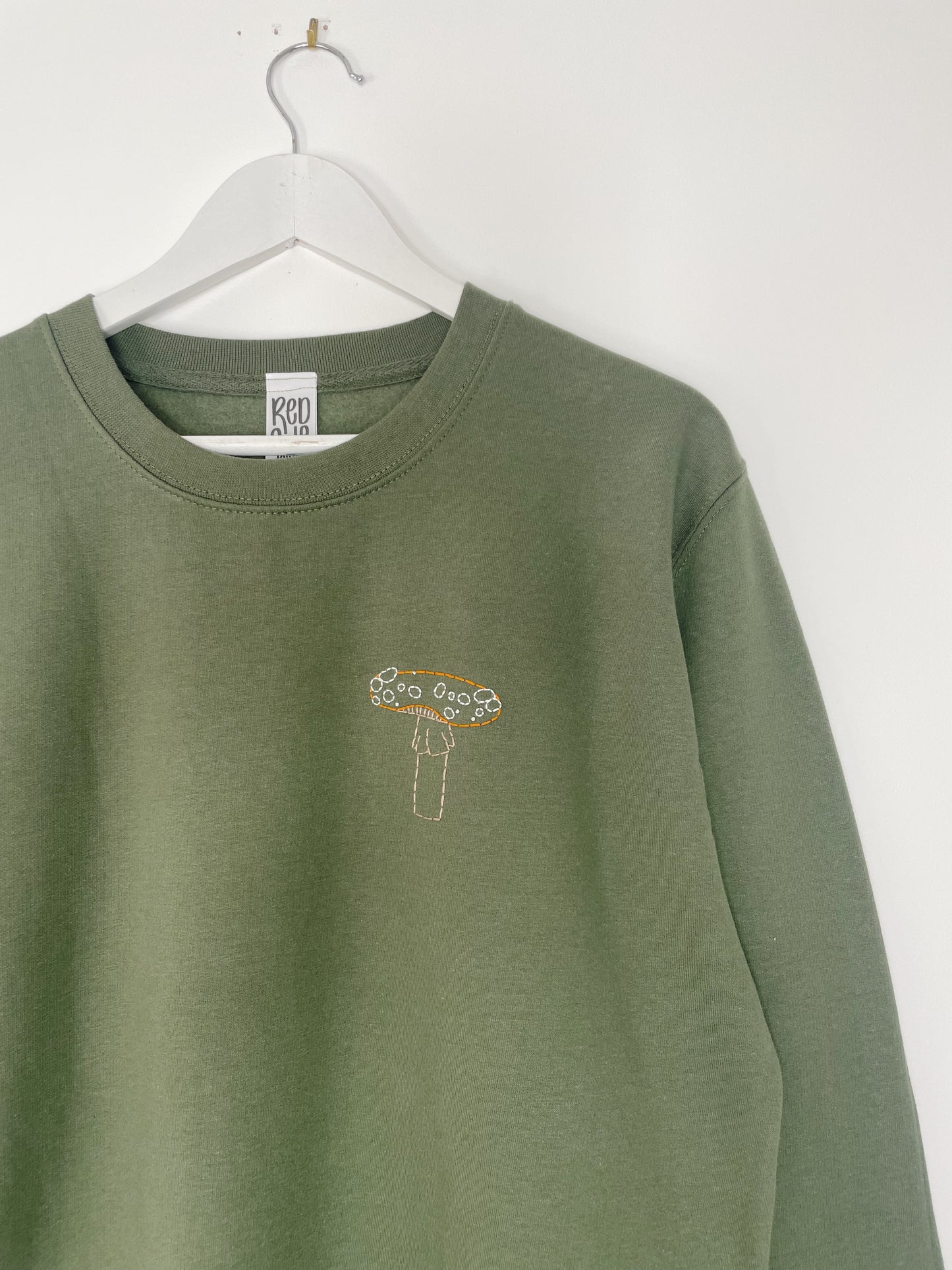 Mushroom | Green Hand Embroidered Sweatshirt
