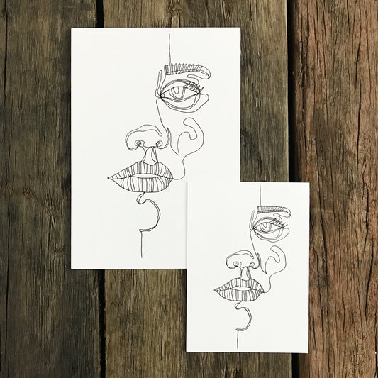 Hand Drawn Abstract Face Art Print