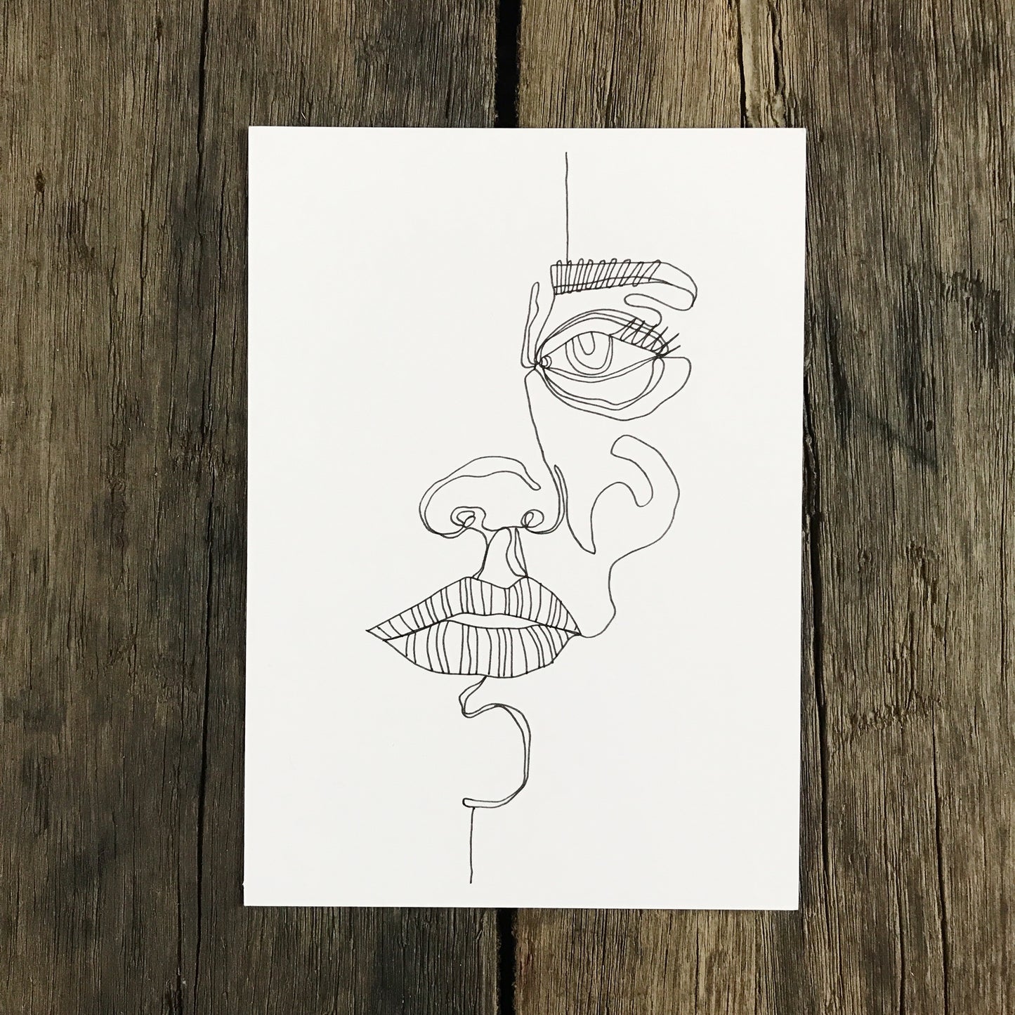 Hand Drawn Abstract Face Art Print