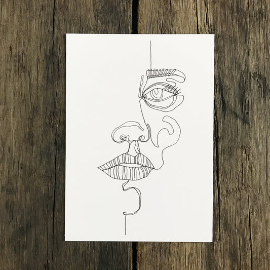 Hand Drawn Abstract Face Art Print