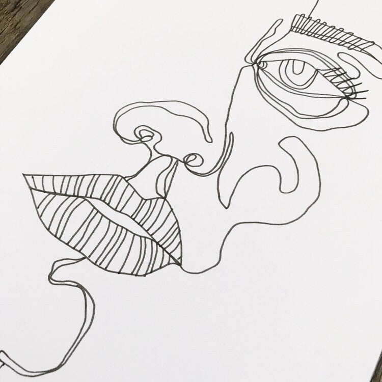 Hand Drawn Abstract Face Art Print