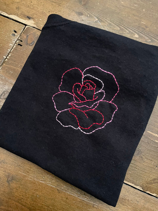 Hand Embroidered Rose T-Shirt