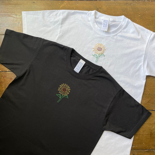 Sunflower | Hand Embroidered Unisex T-Shirt