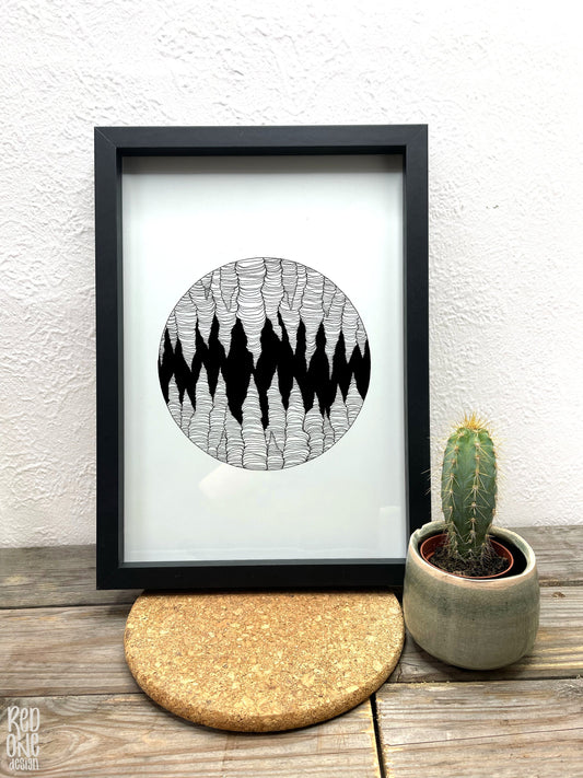 Stalactite Linear Art Print | Mountains Adventure Wallart Decor Home