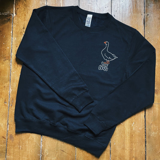 Silly Goose Hand Embroidered Sweatshirt