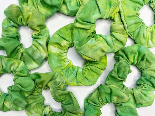 Green Ice Dye Handmade Cotton Scrunchies