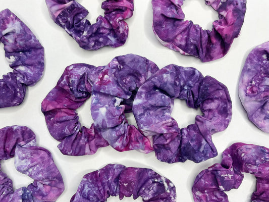 Purple Ice Dye Handmade Cotton Scrunchies