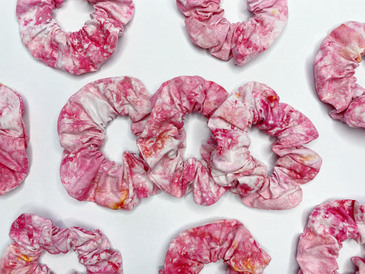 Pink Ice Dye Handmade Cotton Scrunchies