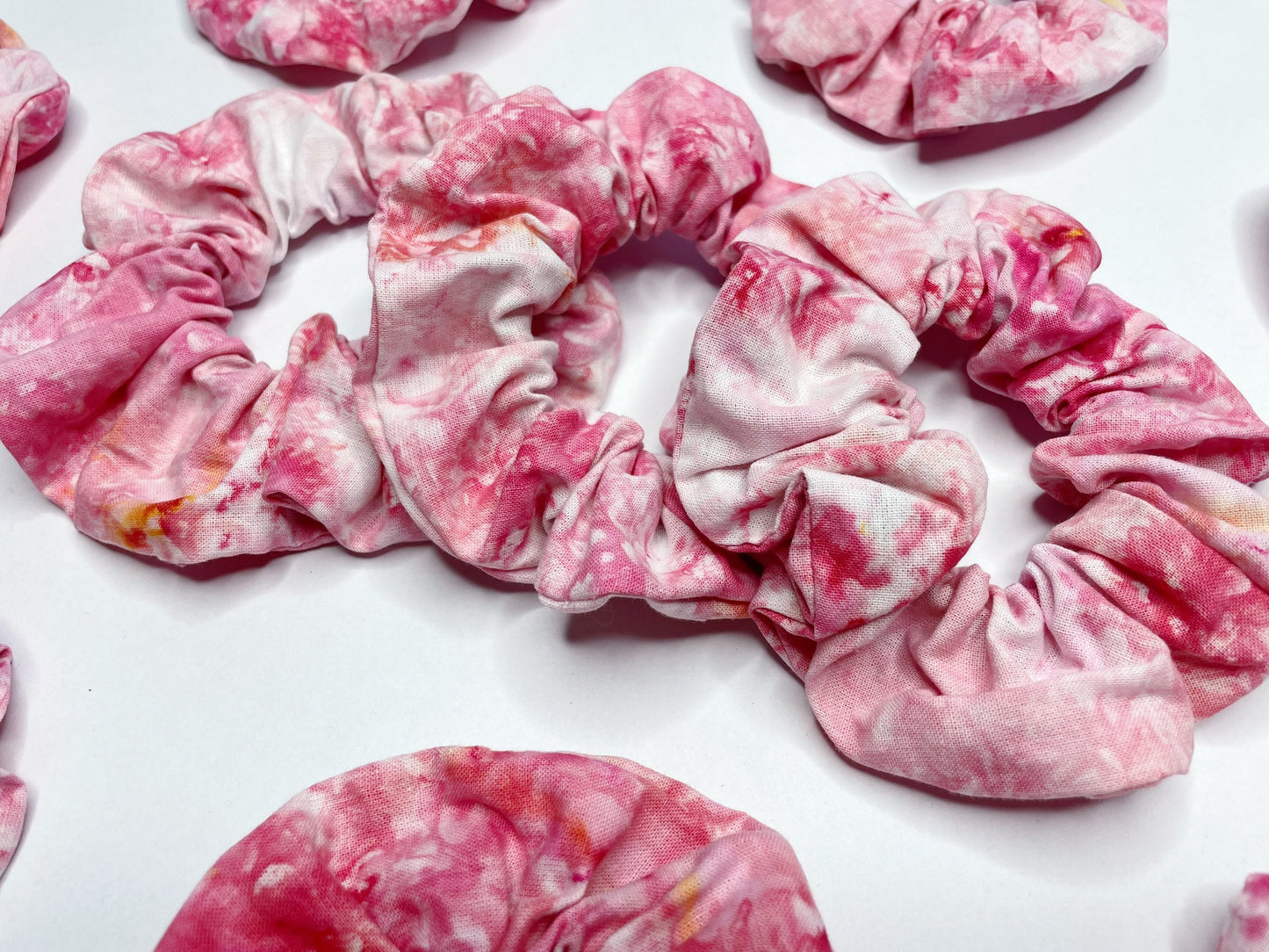 Pink Ice Dye Handmade Cotton Scrunchies